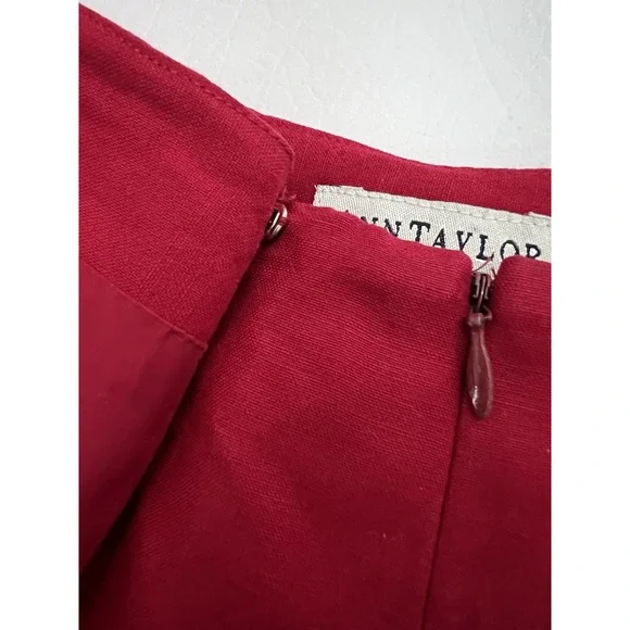 Ann Taylor Vintage Red Mini Skort Size 8 Linen Blend Feminine Vacation Preppy - Picture 4 of 12